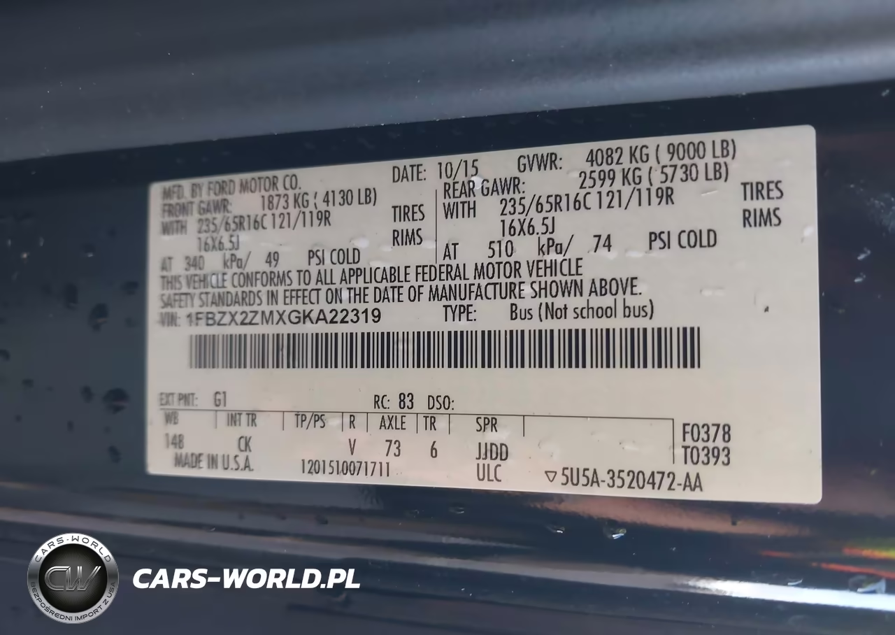 2016 Ford Transit-350 Xlt VIN:1FBZX2ZMXGKA22319 - 9