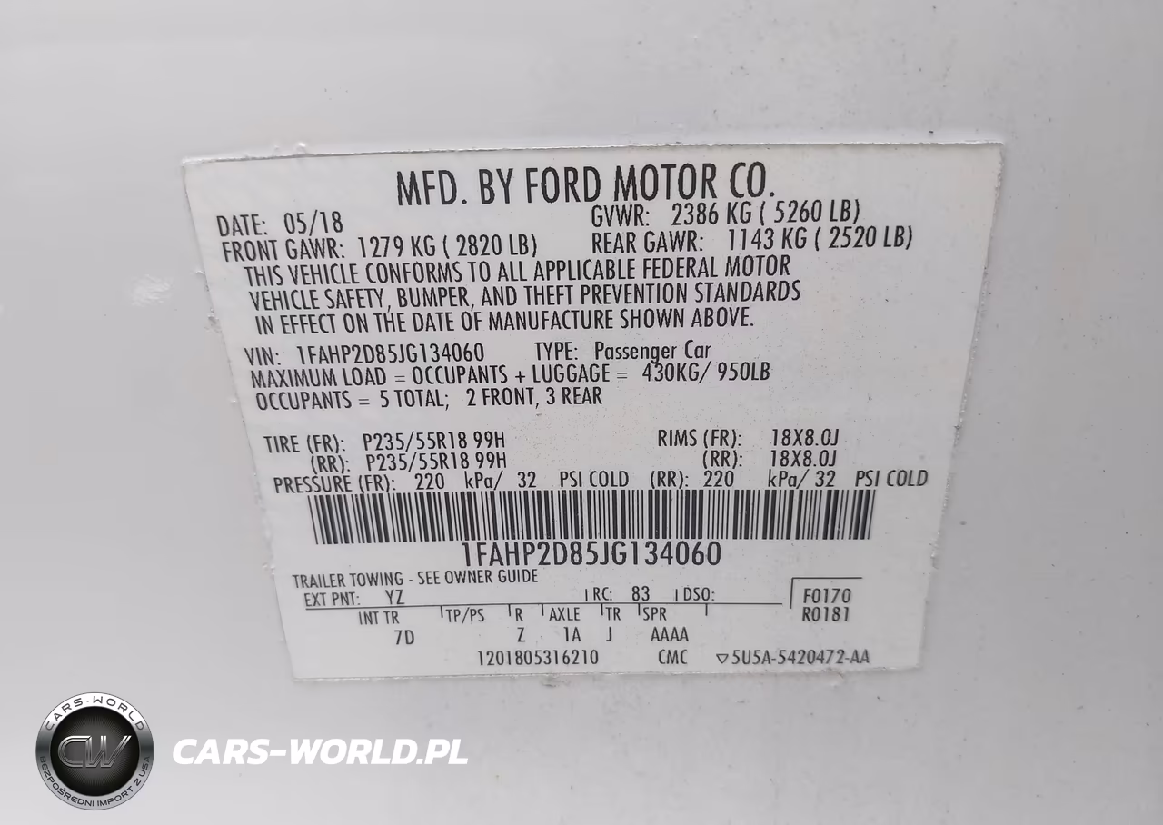 2018 Ford Taurus Se VIN:1FAHP2D85JG134060 - 9