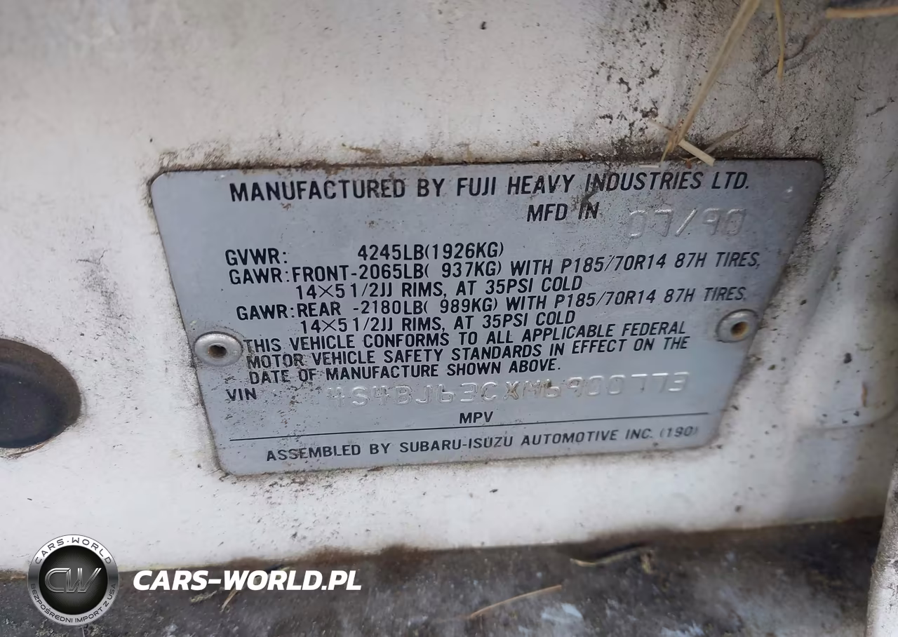 1991 Subaru Legacy L-Hx-Px-Rx VIN:4S4BJ63CXM6900773 - 9