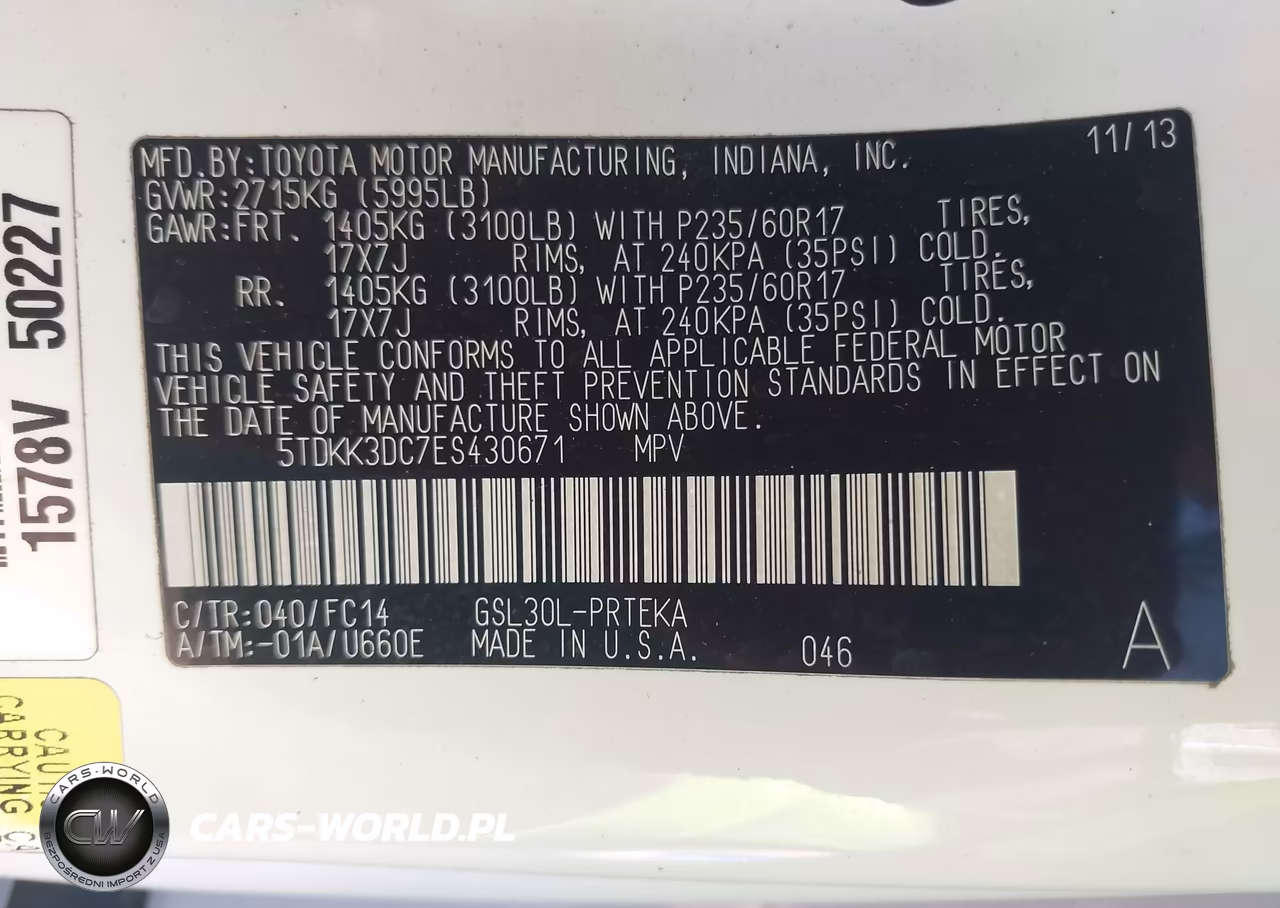 2014 Toyota Sienna Le V6 8 Passenger VIN:5TDKK3DC7ES430671 - 9