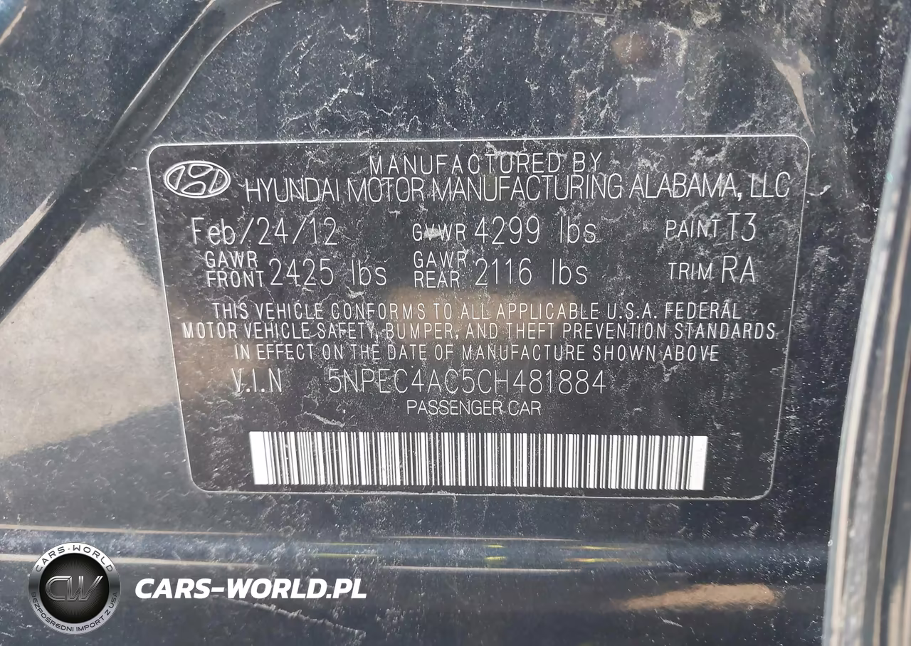 2012 Hyundai Sonata Limited VIN:5NPEC4AC5CH481884 - 9