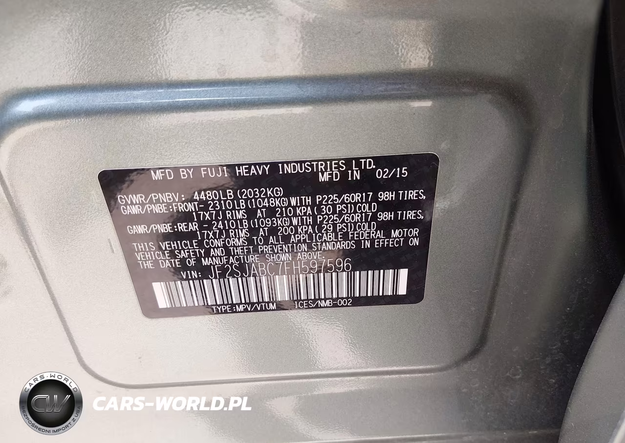 2015 Subaru Forester 2.5I VIN:JF2SJABC7FH597596 - 9