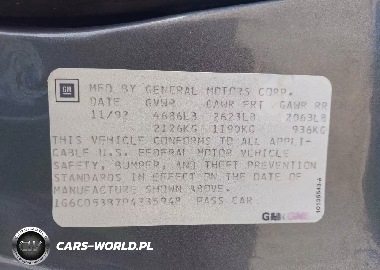 1993 Cadillac Deville VIN:1G6CD53B7P4235948 - 9