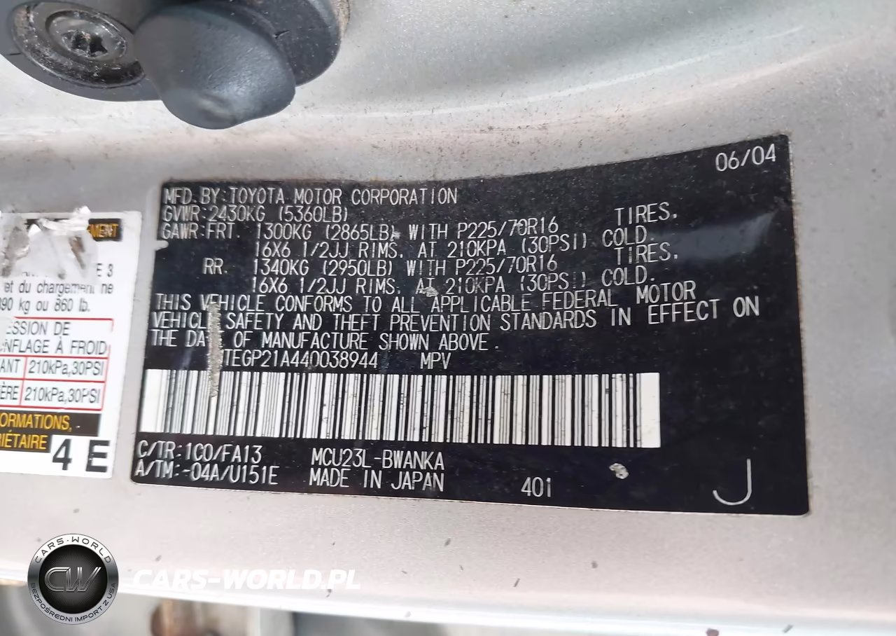 2004 Toyota Highlander V6 VIN:JTEGP21A440038944 - 9