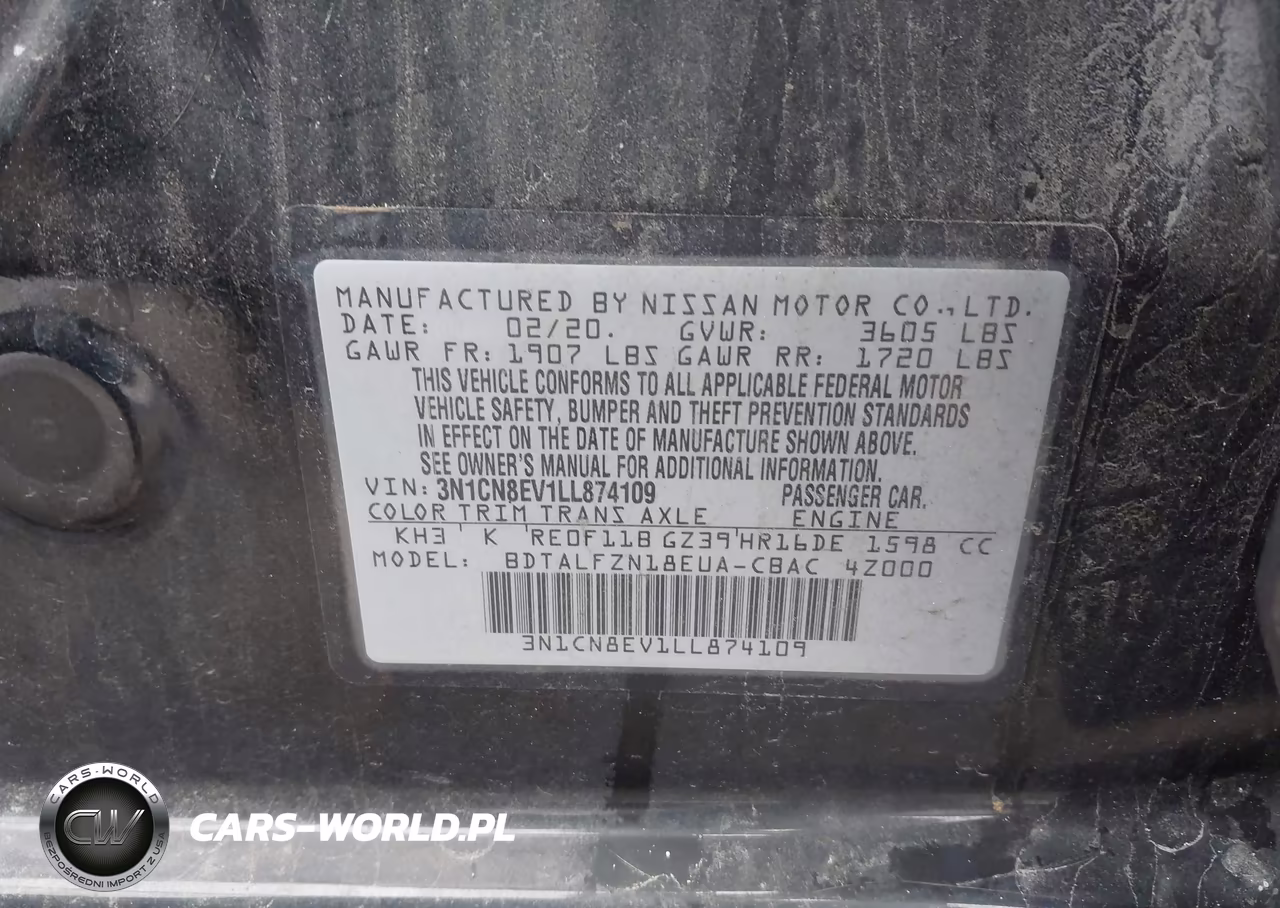 2020 Nissan Versa Sv Xtronic Cvt VIN:3N1CN8EV1LL874109 - 9