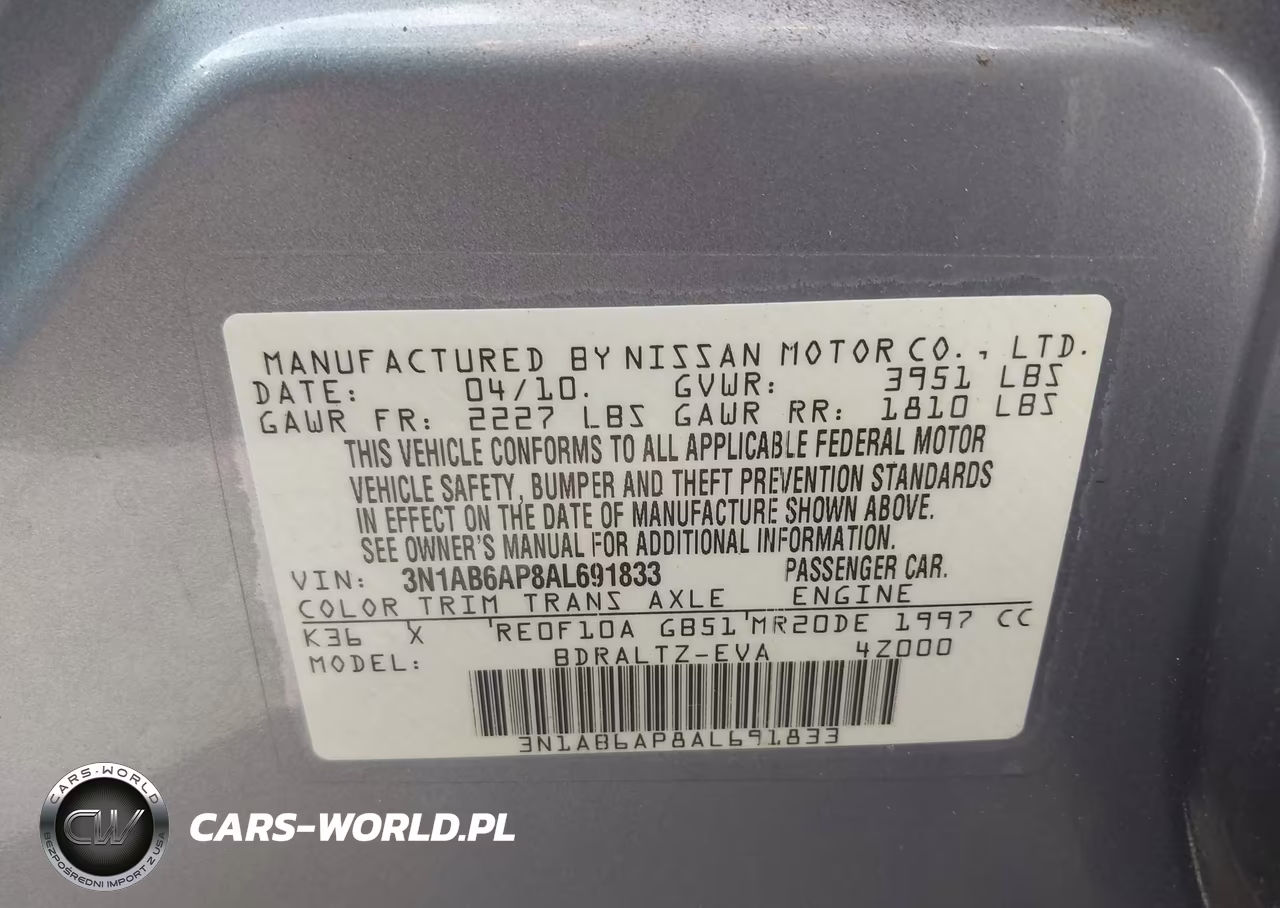 2010 Nissan Sentra 2.0S VIN:3N1AB6AP8AL691833 - 9