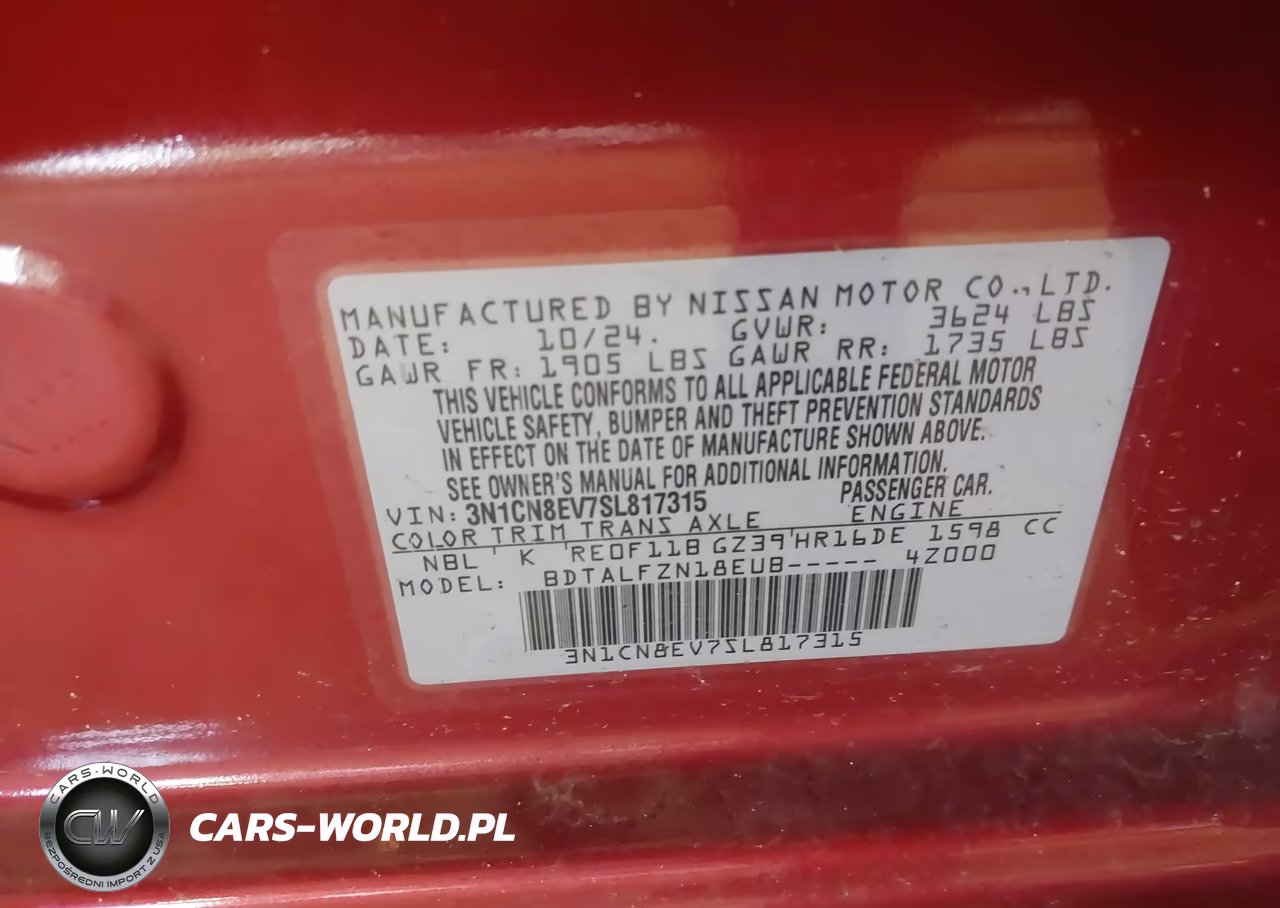 2025 Nissan Versa 1.6 Sv VIN:3N1CN8EV7SL817315 - 9