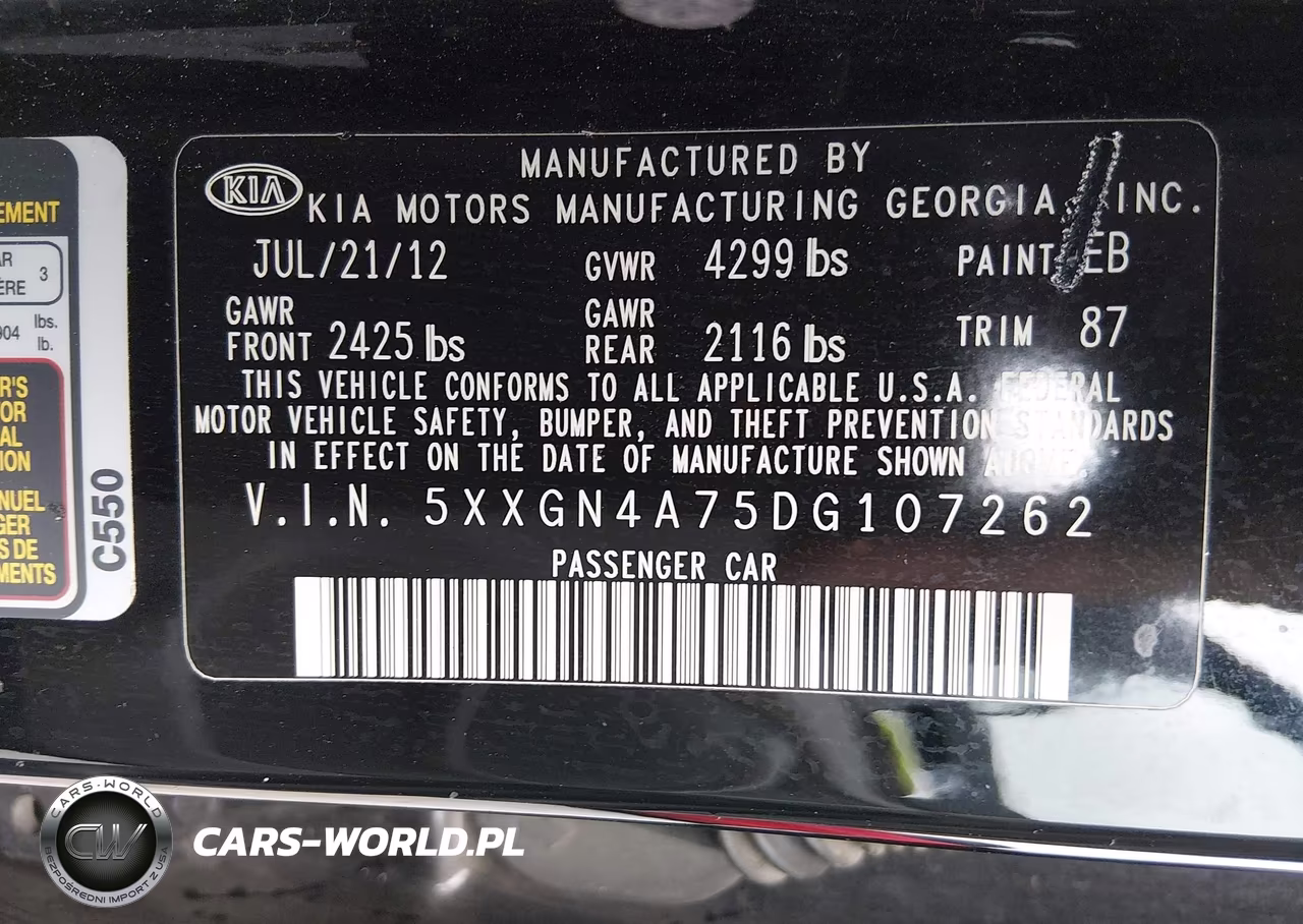 2013 Kia Optima Ex VIN:5XXGN4A75DG107262 - 9