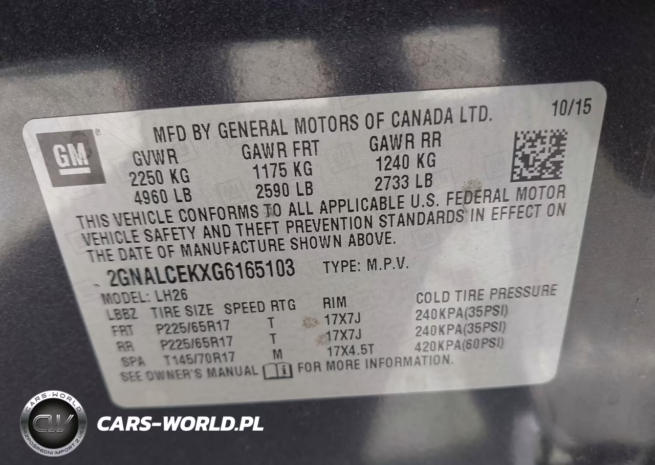 2016 Chevrolet Equinox Lt VIN:2GNALCEKXG6165103 - 9