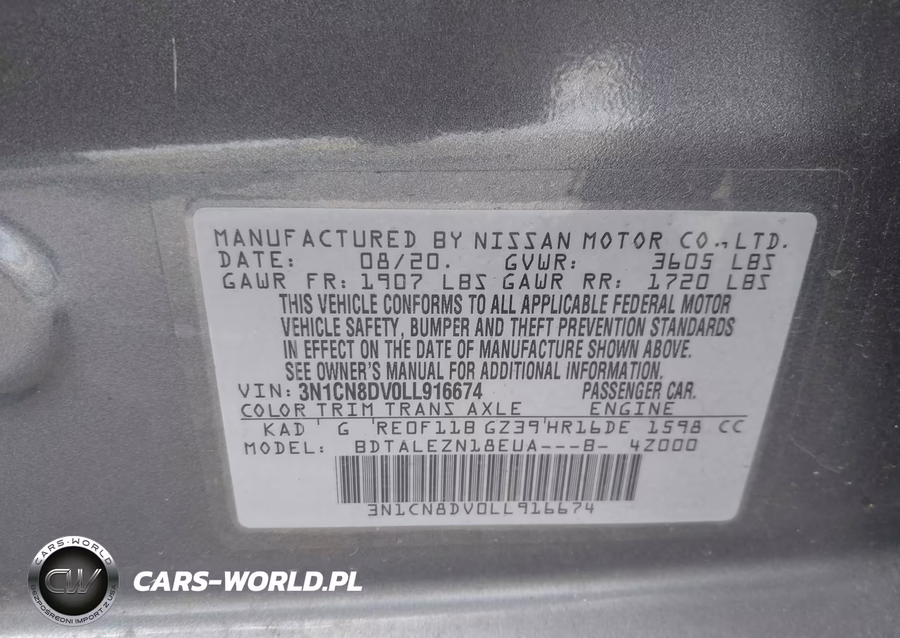 2020 Nissan Versa S Xtronic Cvt VIN:3N1CN8DV0LL916674 - 9