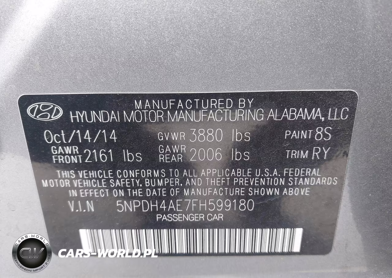 2015 Hyundai Elantra Limited VIN:5NPDH4AE7FH599180 - 9