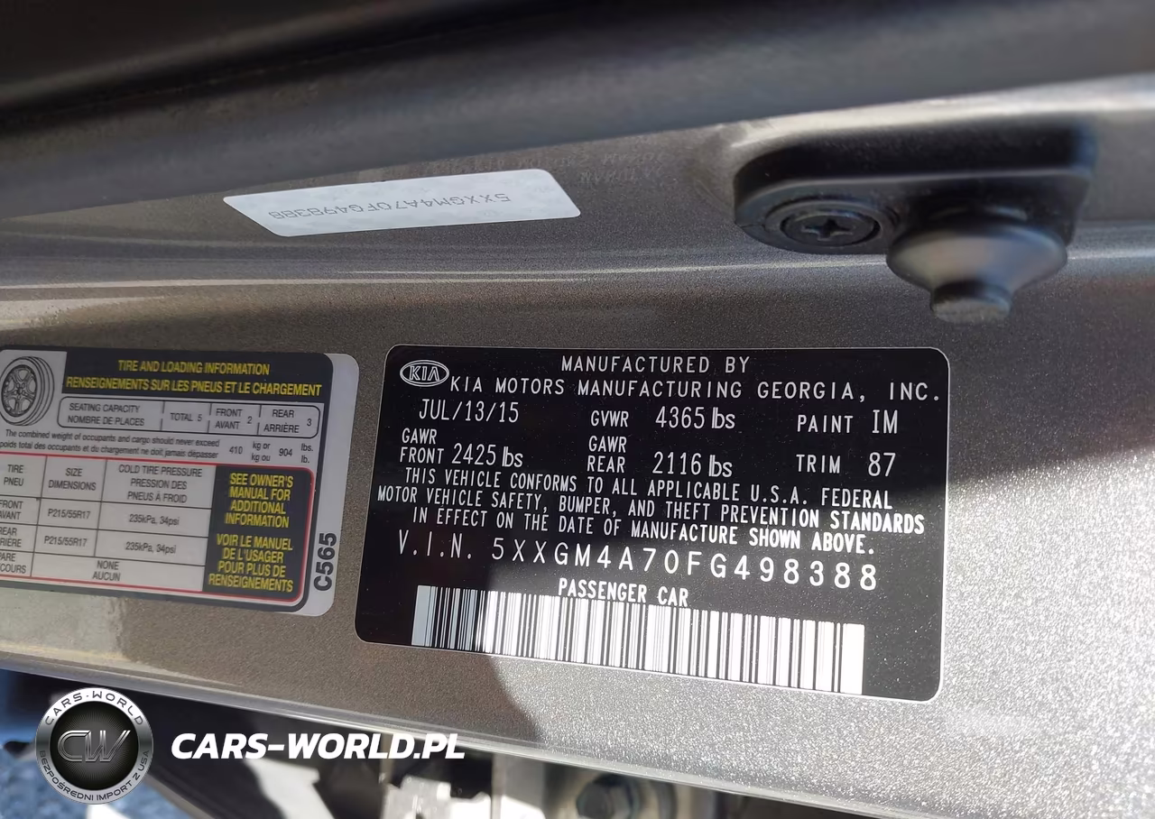 2015 Kia Optima Lx VIN:5XXGM4A70FG498388 - 9