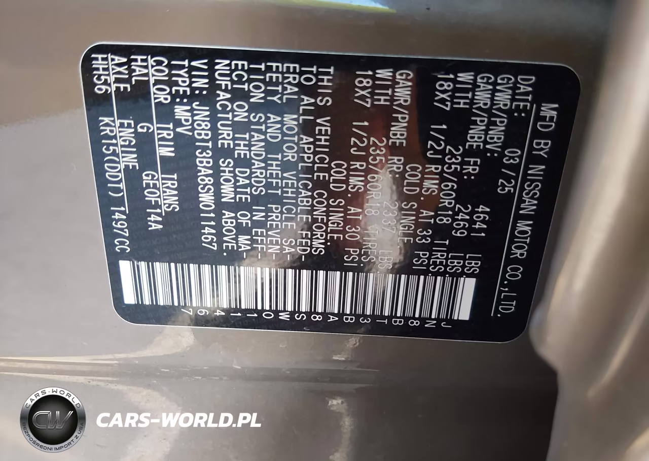 2025 Nissan Rogue Sv Fwd VIN:JN8BT3BA8SW011467 - 9