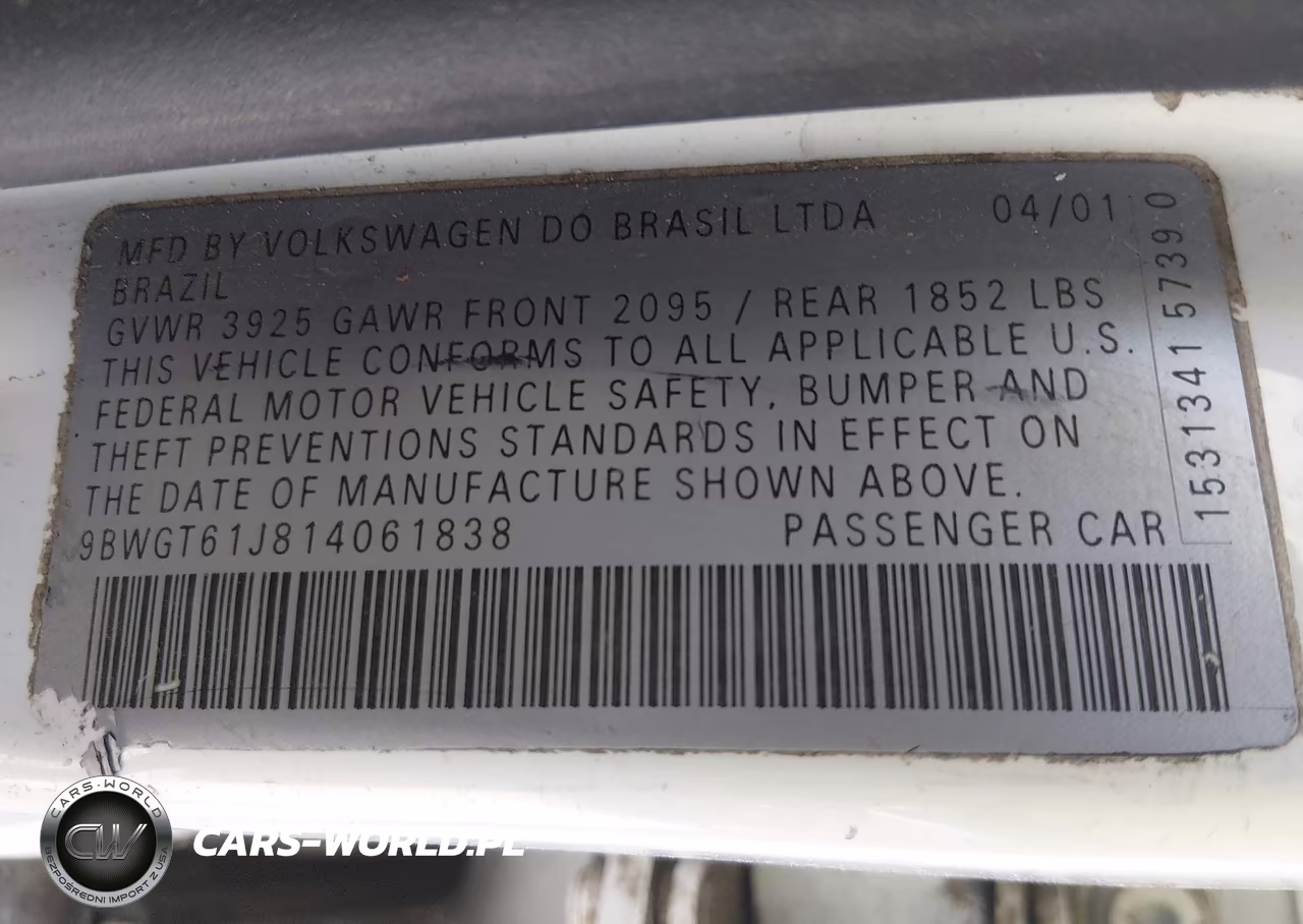 2001 Volkswagen Golf Gls VIN:9BWGT61J814061838 - 9