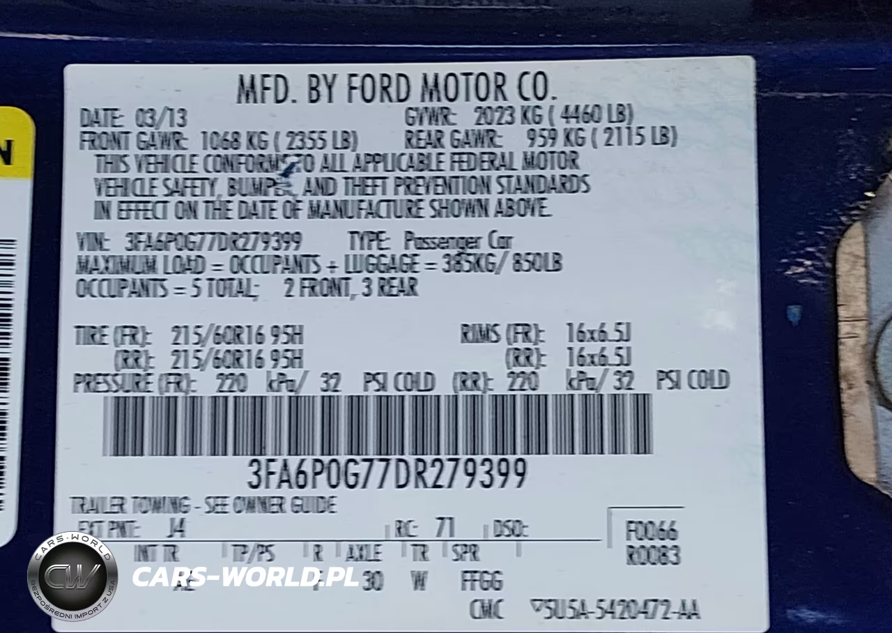 2013 Ford Fusion S VIN:3FA6P0G77DR279399 - 9