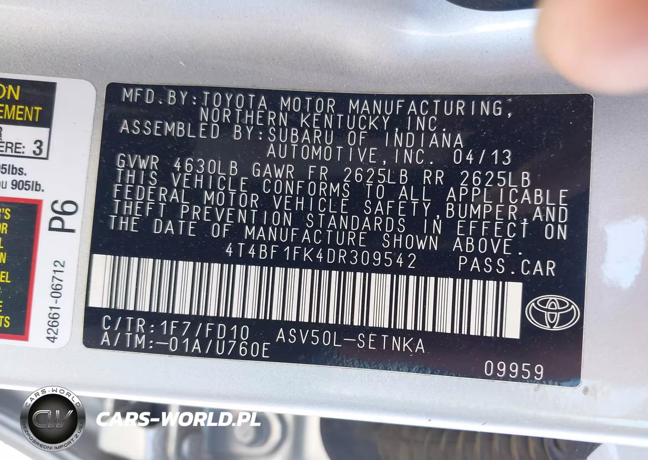 2013 Toyota Camry Le VIN:4T4BF1FK4DR309542 - 9