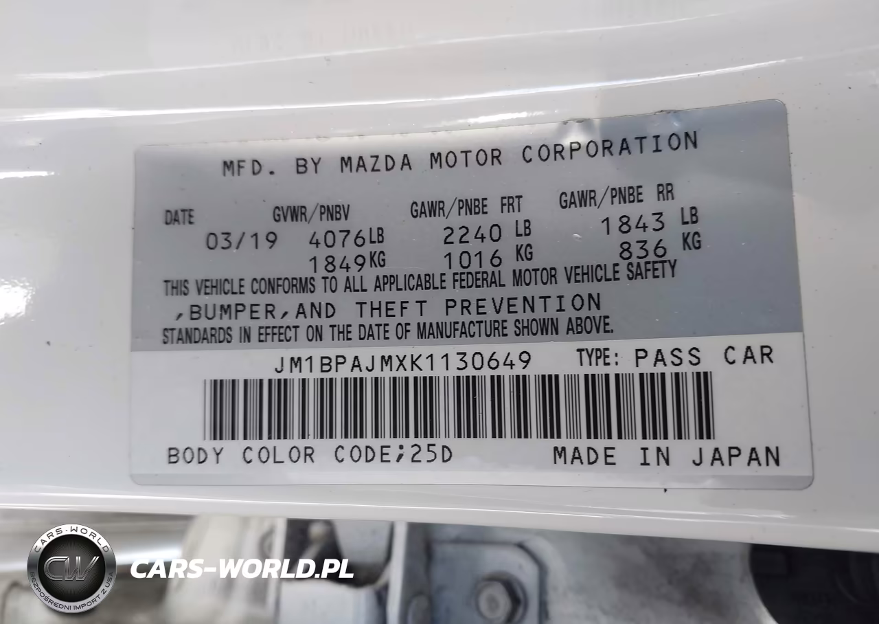 2019 Mazda Mazda3 VIN:JM1BPAJMXK1130649 - 9