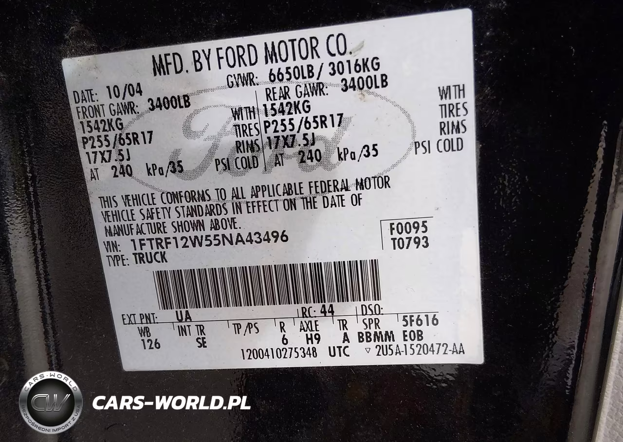 2005 Ford F-150 Stx-Xl-Xlt VIN:1FTRF12W55NA43496 - 9