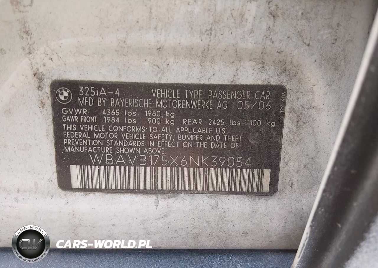 2006 BMW 325I VIN:WBAVB175X6NK39054 - 9