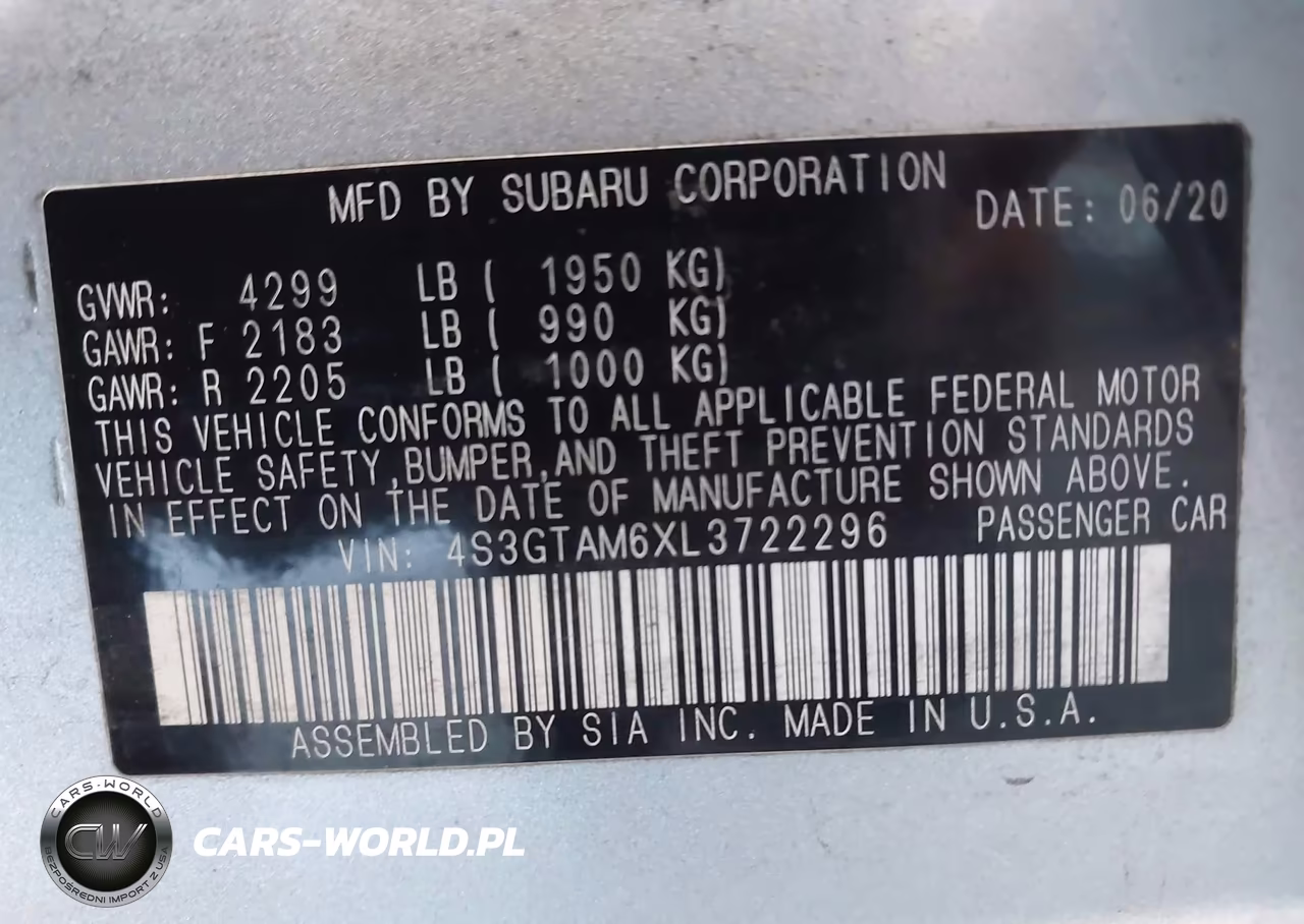 2020 Subaru Impreza Sport 5-Door VIN:4S3GTAM6XL3722296 - 9