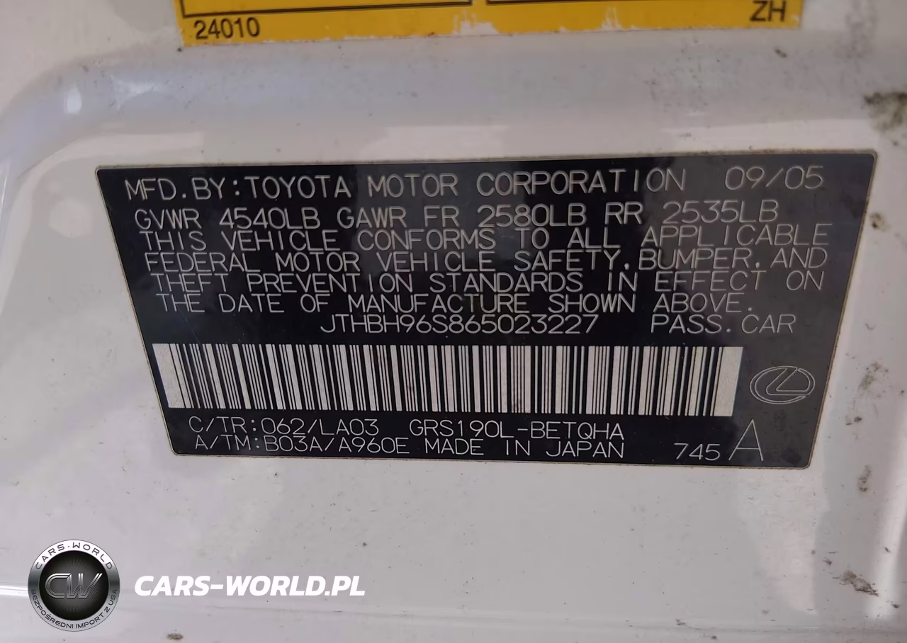 2006 Lexus Gs 300 VIN:JTHBH96S865023227 - 9