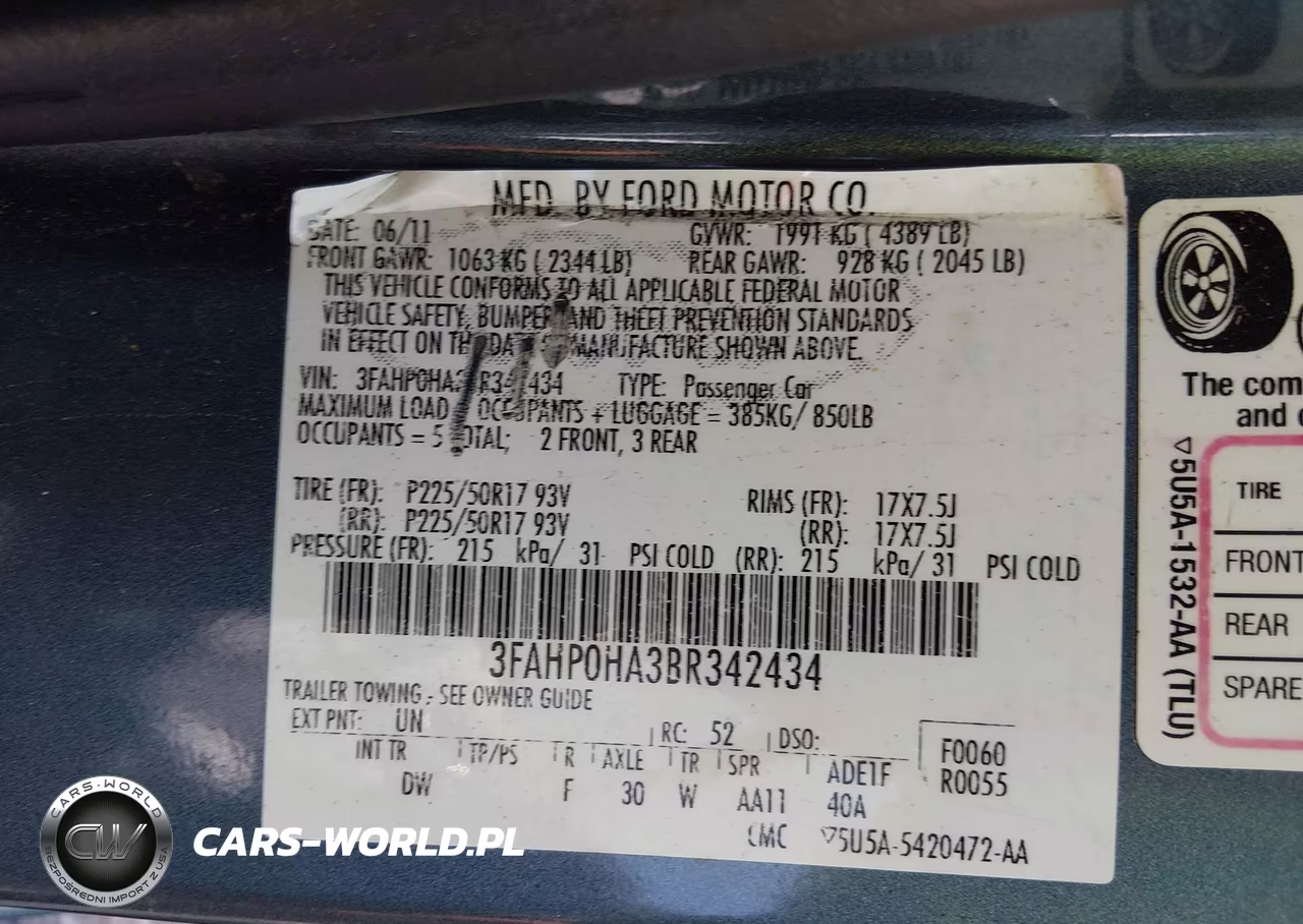 2011 Ford Fusion Se VIN:3FAHP0HA3BR342434 - 9