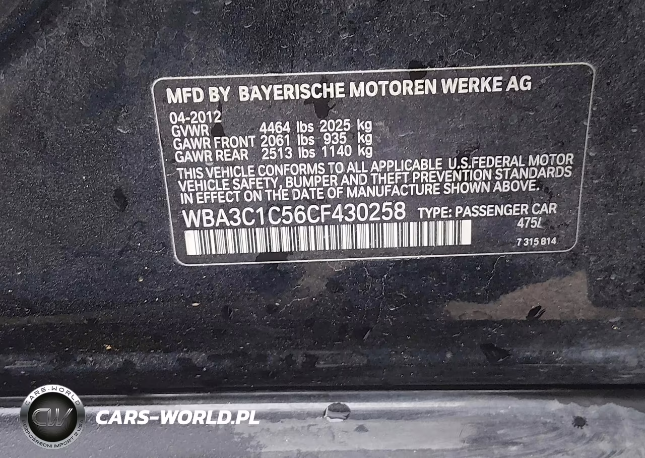 2012 BMW 328I VIN:WBA3C1C56CF430258 - 9