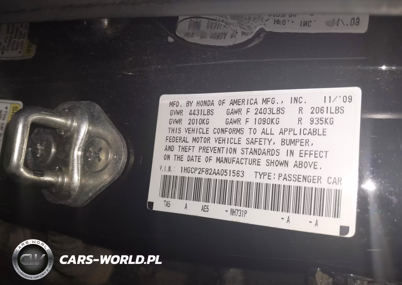 2010 Honda Accord 2.4 Ex-L VIN:1HGCP2F82AA051563 - 9