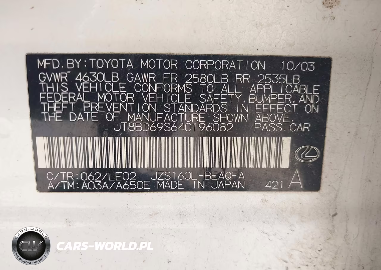 2004 Lexus Gs 300 VIN:JT8BD69S640196082 - 9