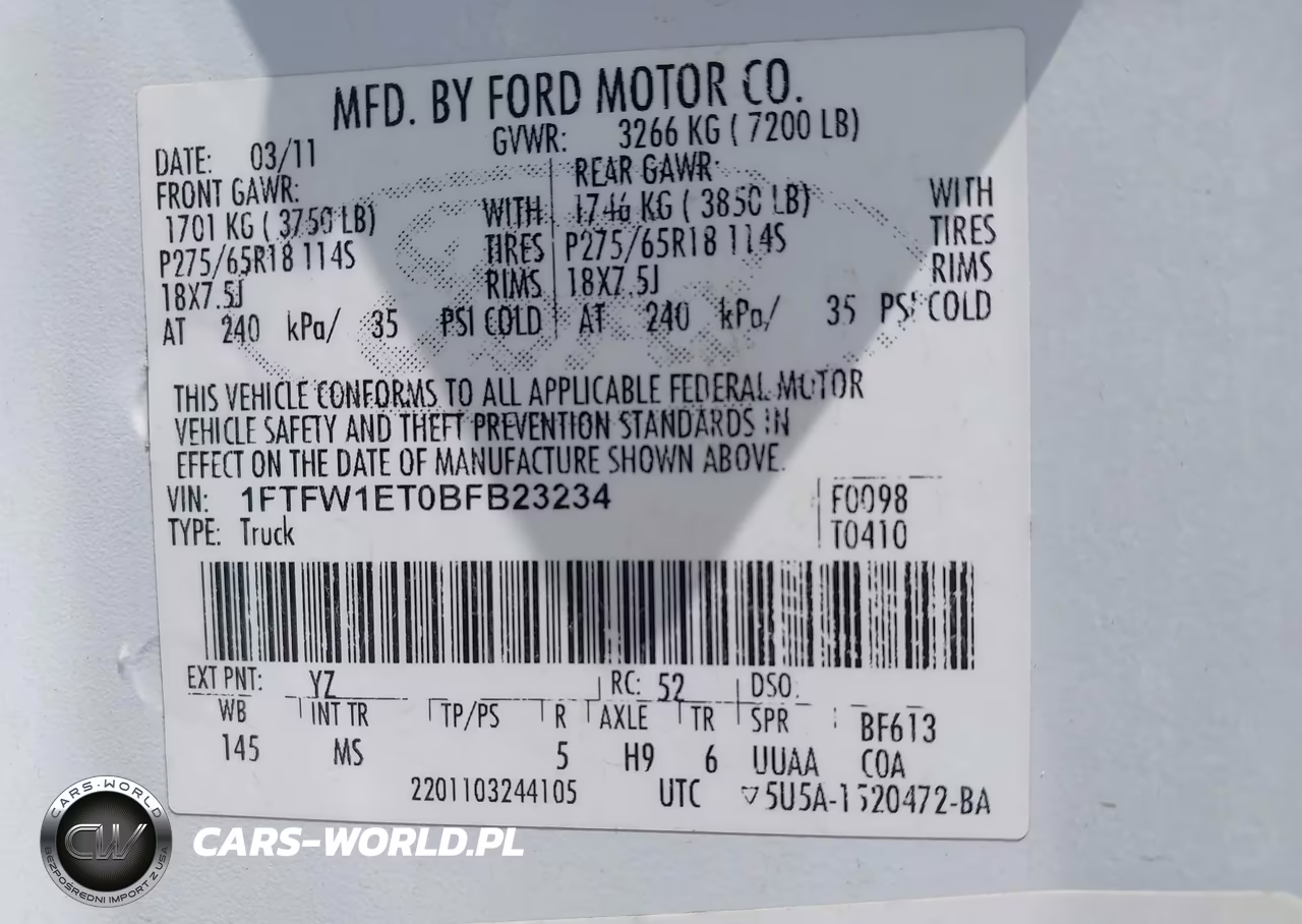 2011 Ford F-150 Xlt VIN:1FTFW1ET0BFB23234 - 9