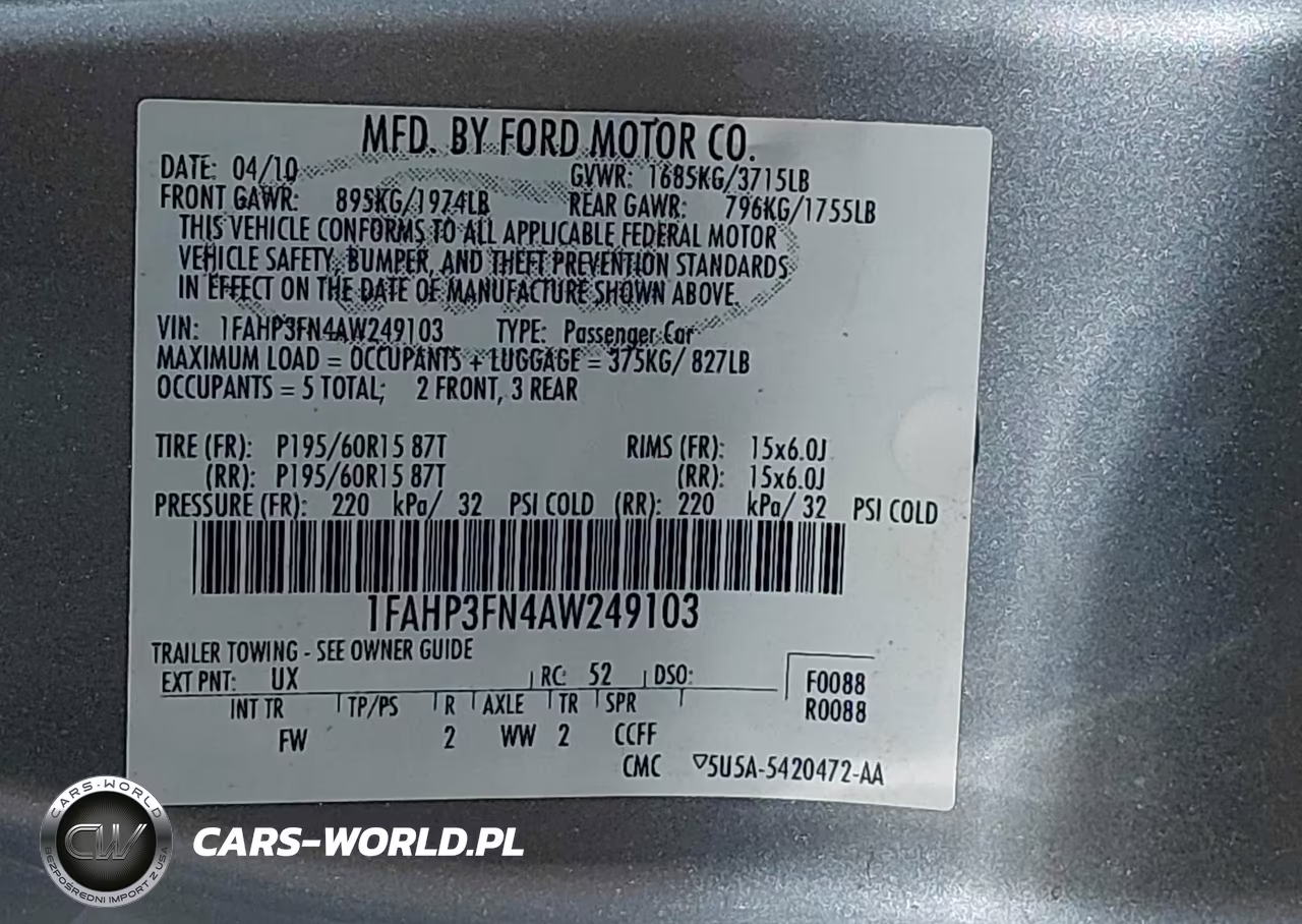 2010 Ford Focus Se VIN:1FAHP3FN4AW249103 - 9