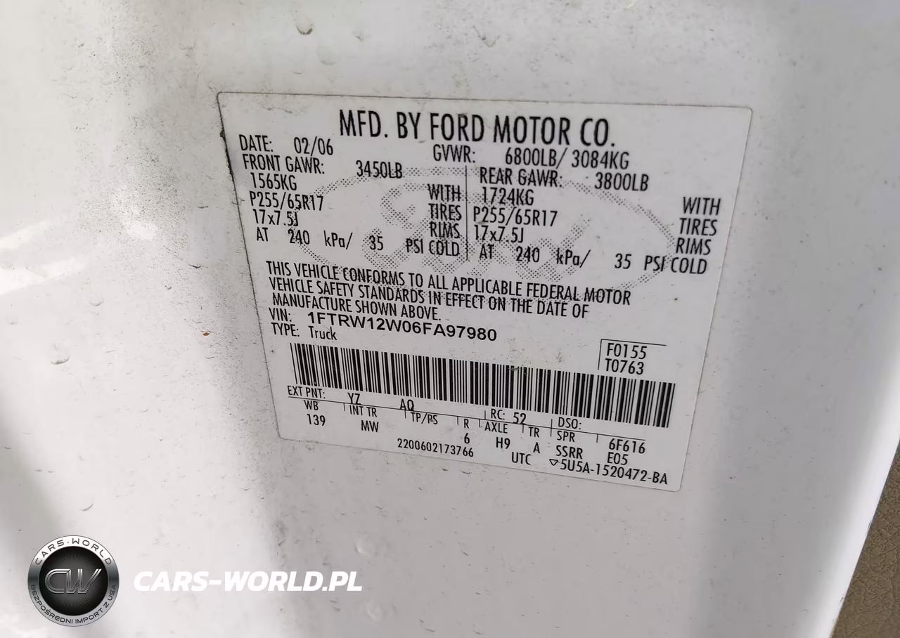 2006 Ford F-150 Xlt VIN:1FTRW12W06FA97980 - 9