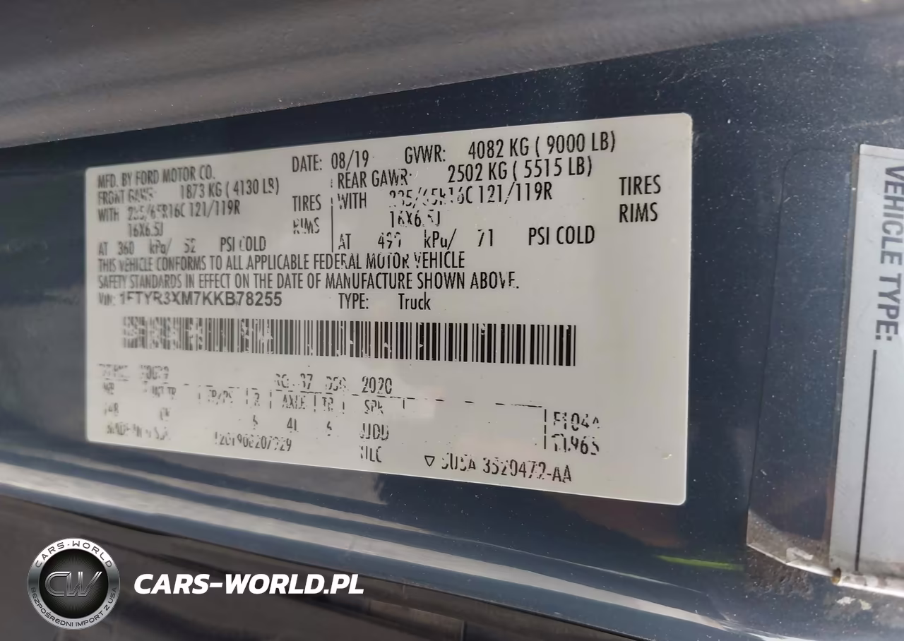 2019 Ford Transit-250 VIN:1FTYR3XM7KKB78255 - 9