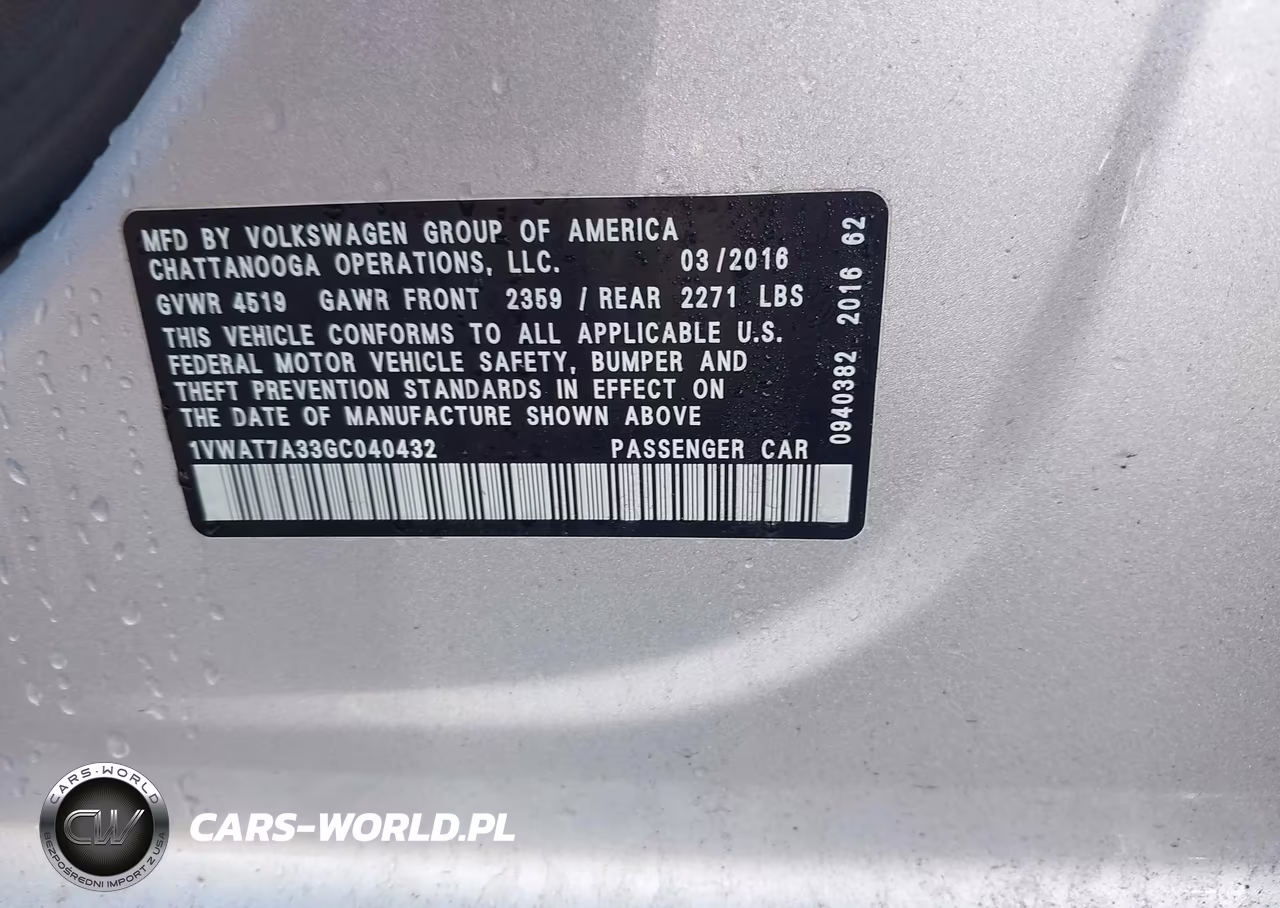 2016 Volkswagen Passat 1.8T S VIN:1VWAT7A33GC040432 - 9
