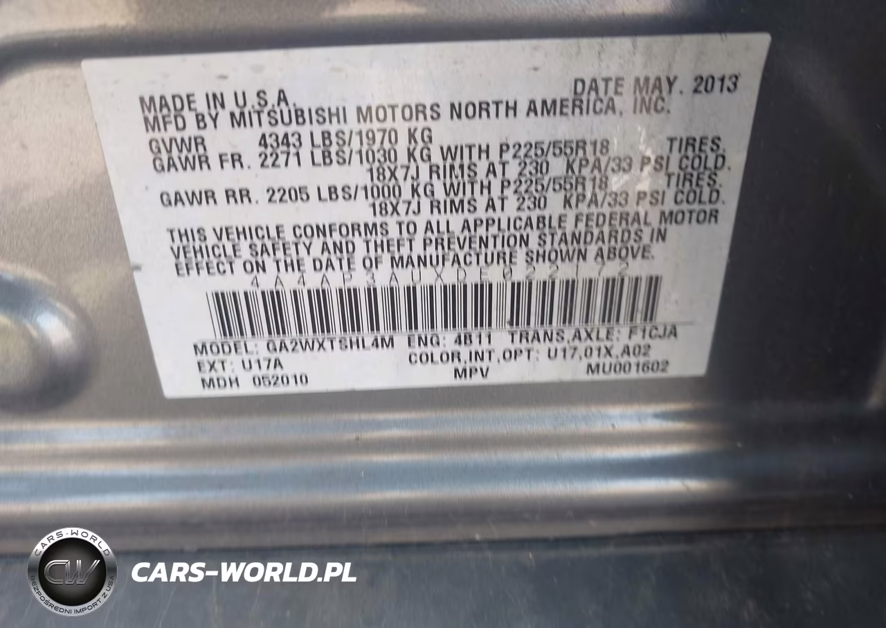 2013 Mitsubishi Outlander Sport Es VIN:4A4AP3AUXDE022172 - 9