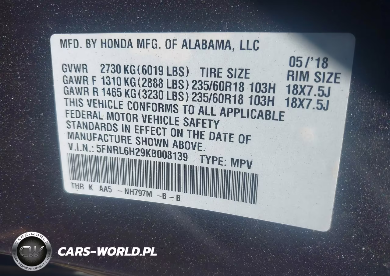 2019 Honda Odyssey Lx VIN:5FNRL6H29KB008139 - 9