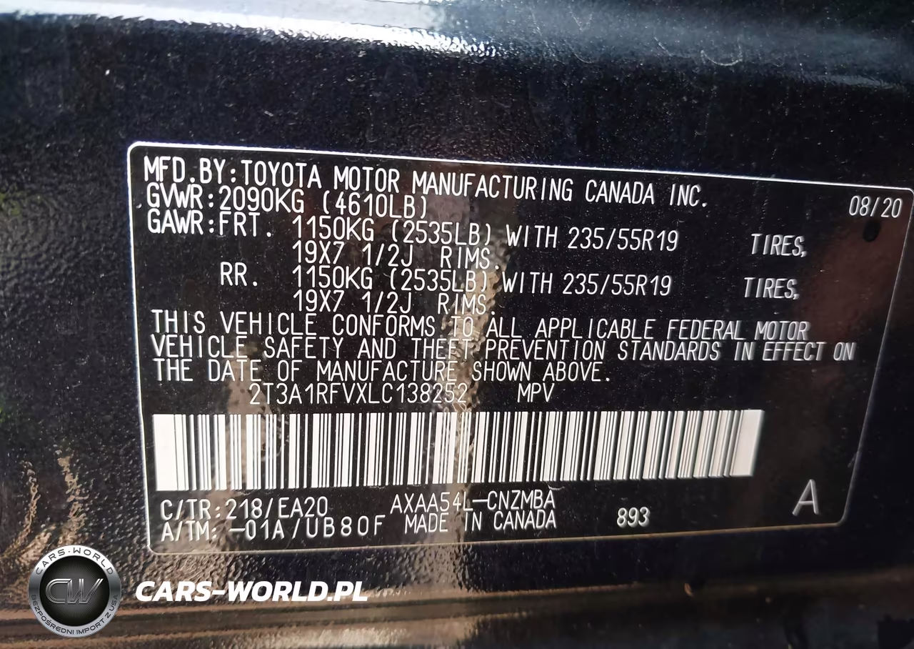 2020 Toyota Rav4 Xle Premium VIN:2T3A1RFVXLC138252 - 9