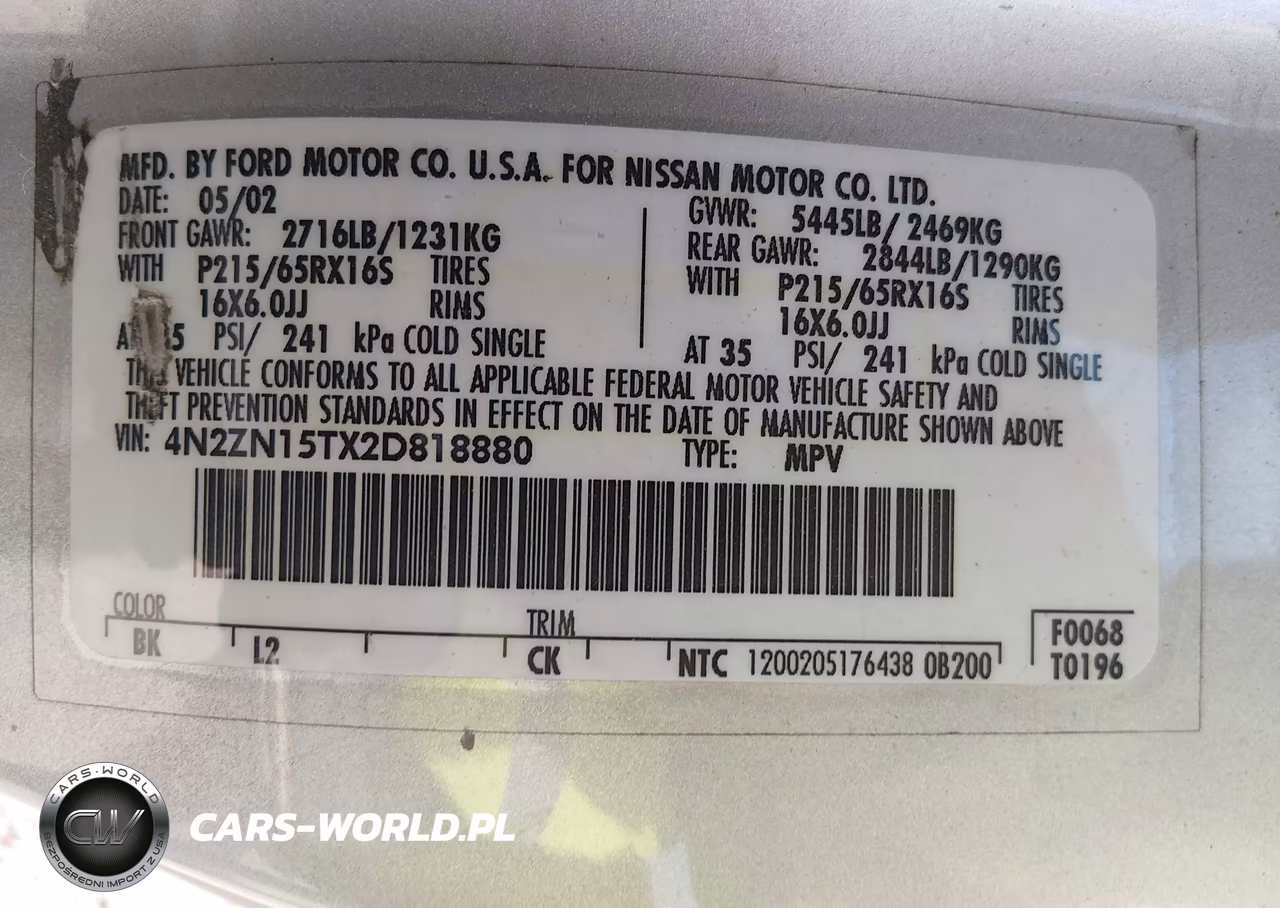 2002 Nissan Quest Gxe VIN:4N2ZN15TX2D818880 - 9