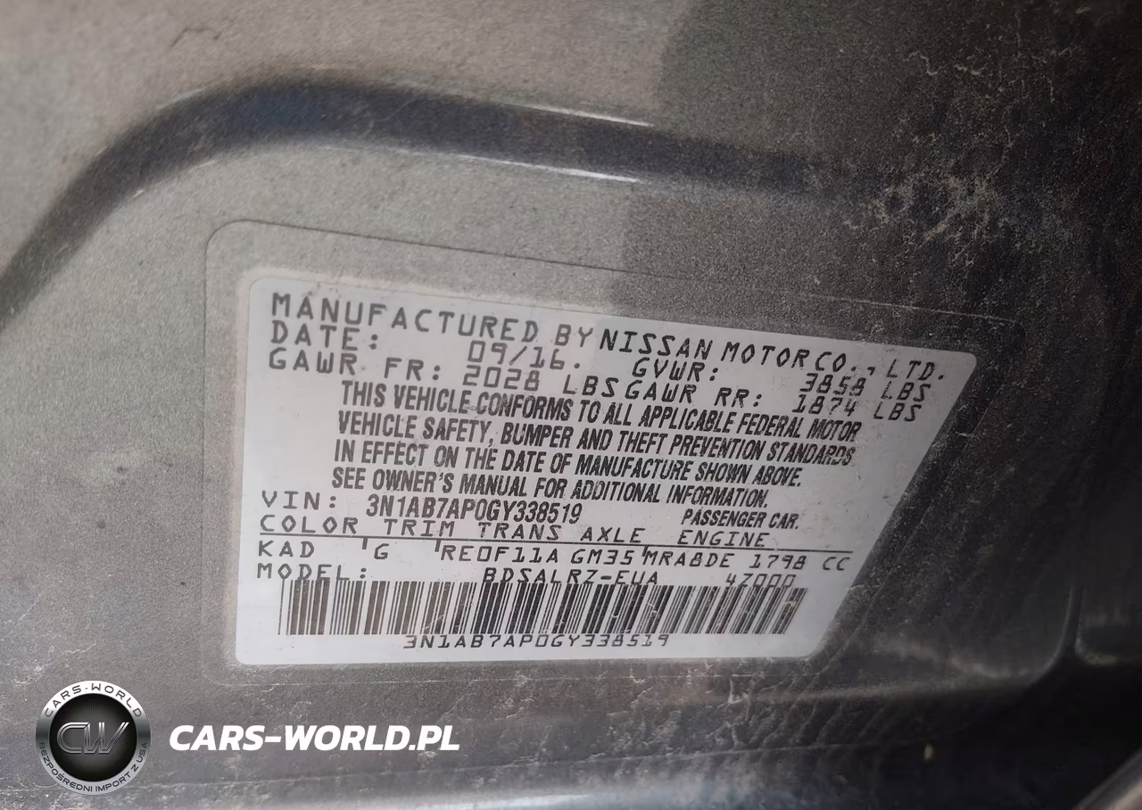 2016 Nissan Sentra Sr VIN:3N1AB7AP0GY338519 - 9