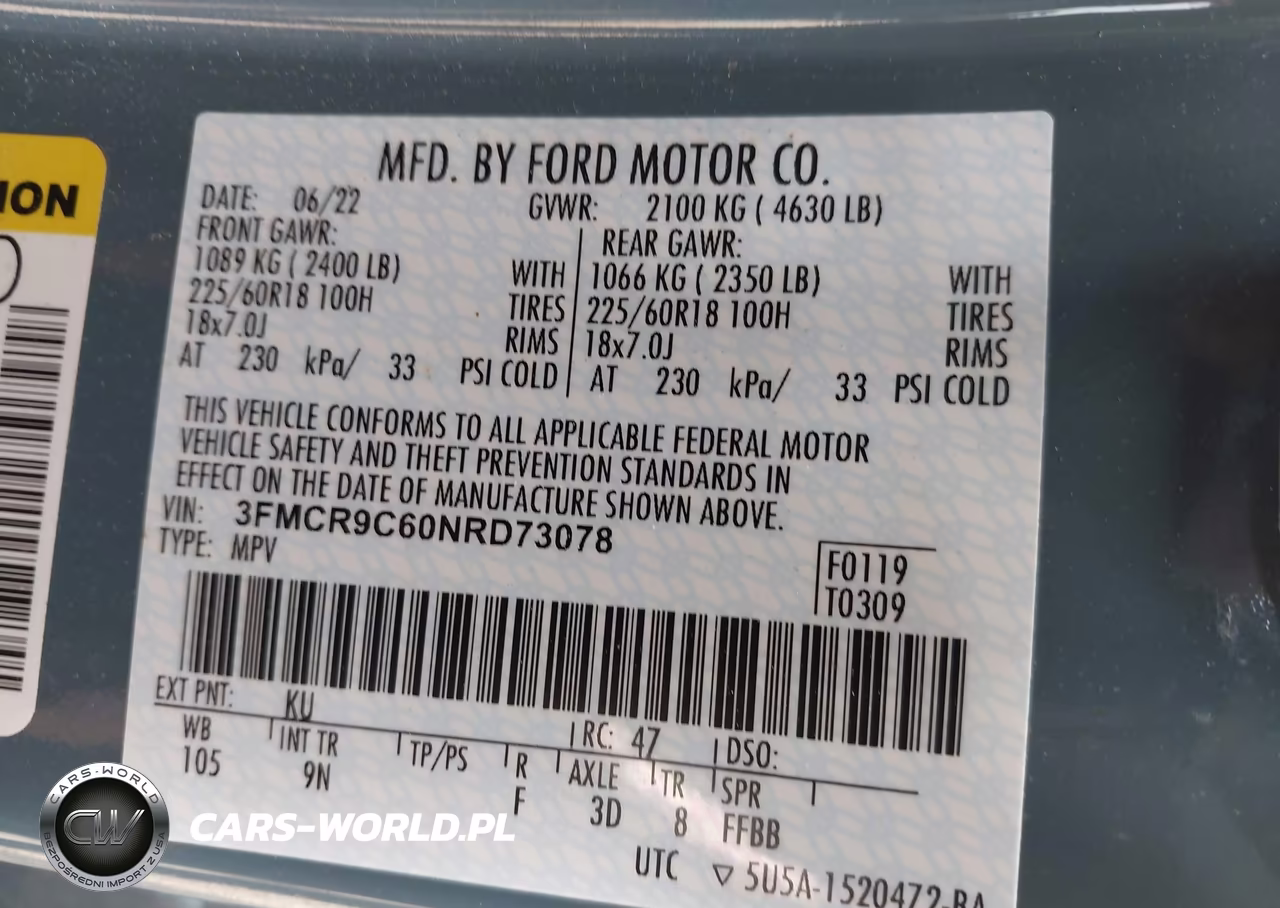 2022 Ford Bronco Sport Outer Banks VIN:3FMCR9C60NRD73078 - 9