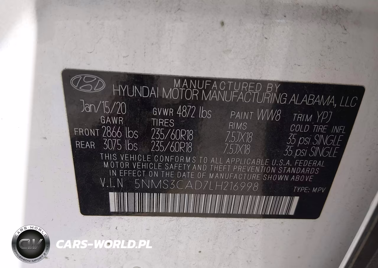 2020 Hyundai Santa Fe Sel VIN:5NMS3CAD7LH216998 - 9
