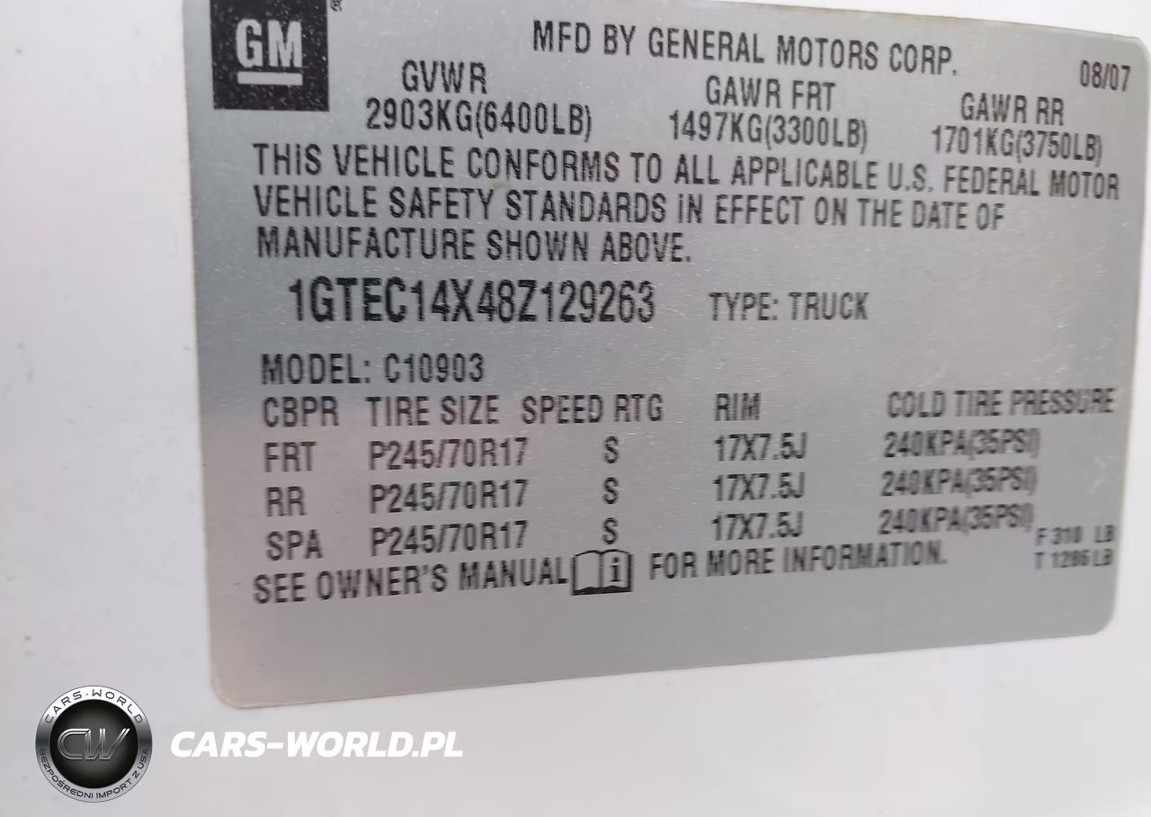 GMC SIERRA 1500 VIN:1GTEC14X48Z129263 - 9