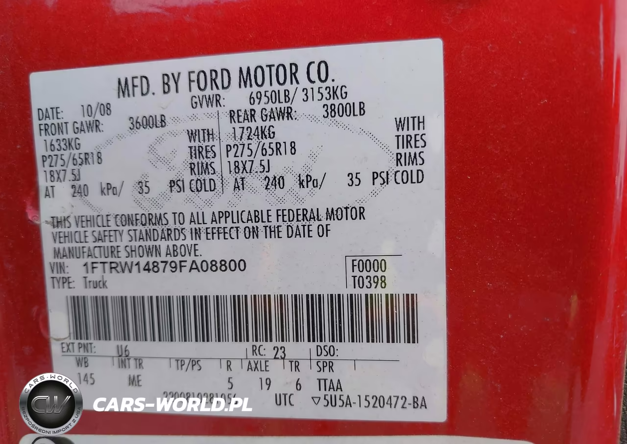 2009 Ford F-150 Xl-Xlt VIN:1FTRW14879FA08800 - 9