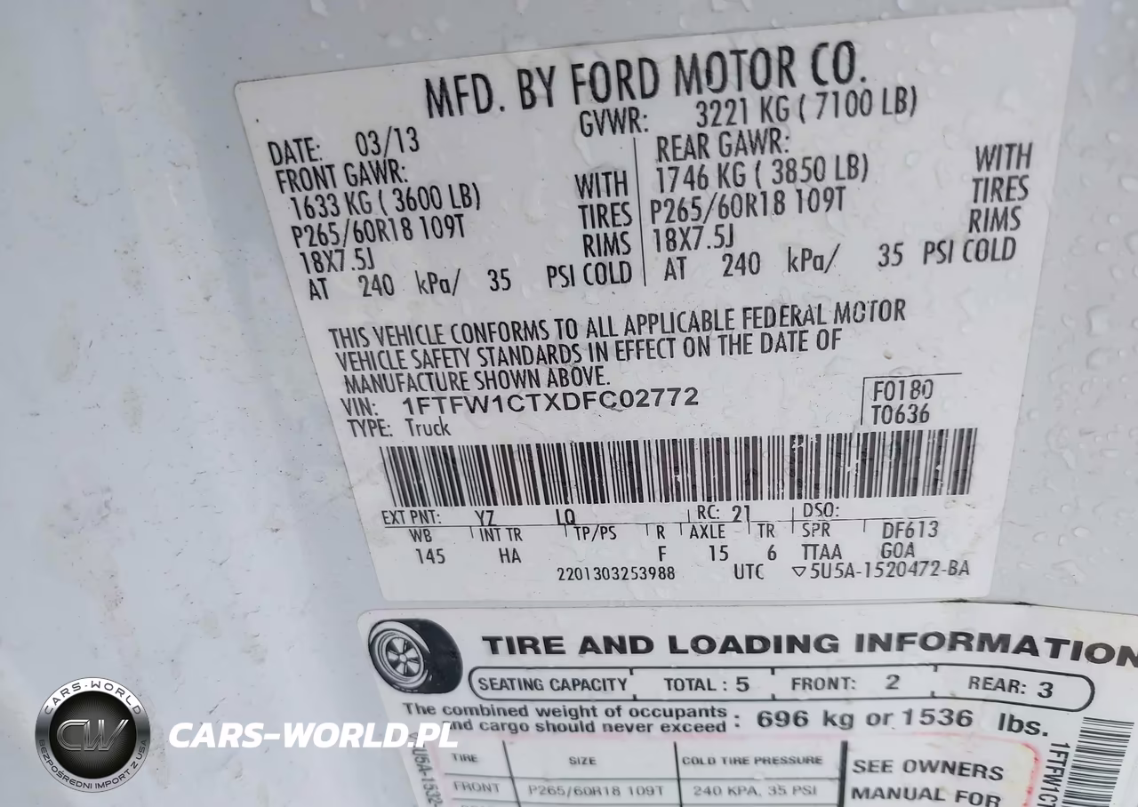 2013 Ford F-150 Lariat VIN:1FTFW1CTXDFC02772 - 9