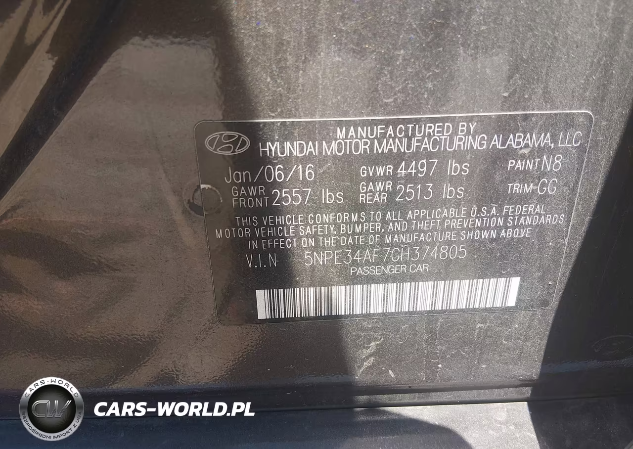 2016 Hyundai Sonata Sport VIN:5NPE34AF7GH374805 - 9