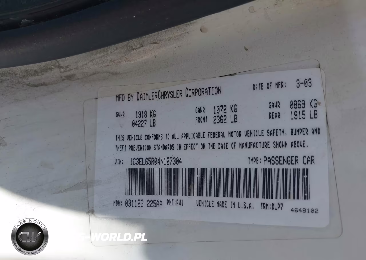 2004 Chrysler Sebring Limited VIN:1C3EL65R04N127304 - 9