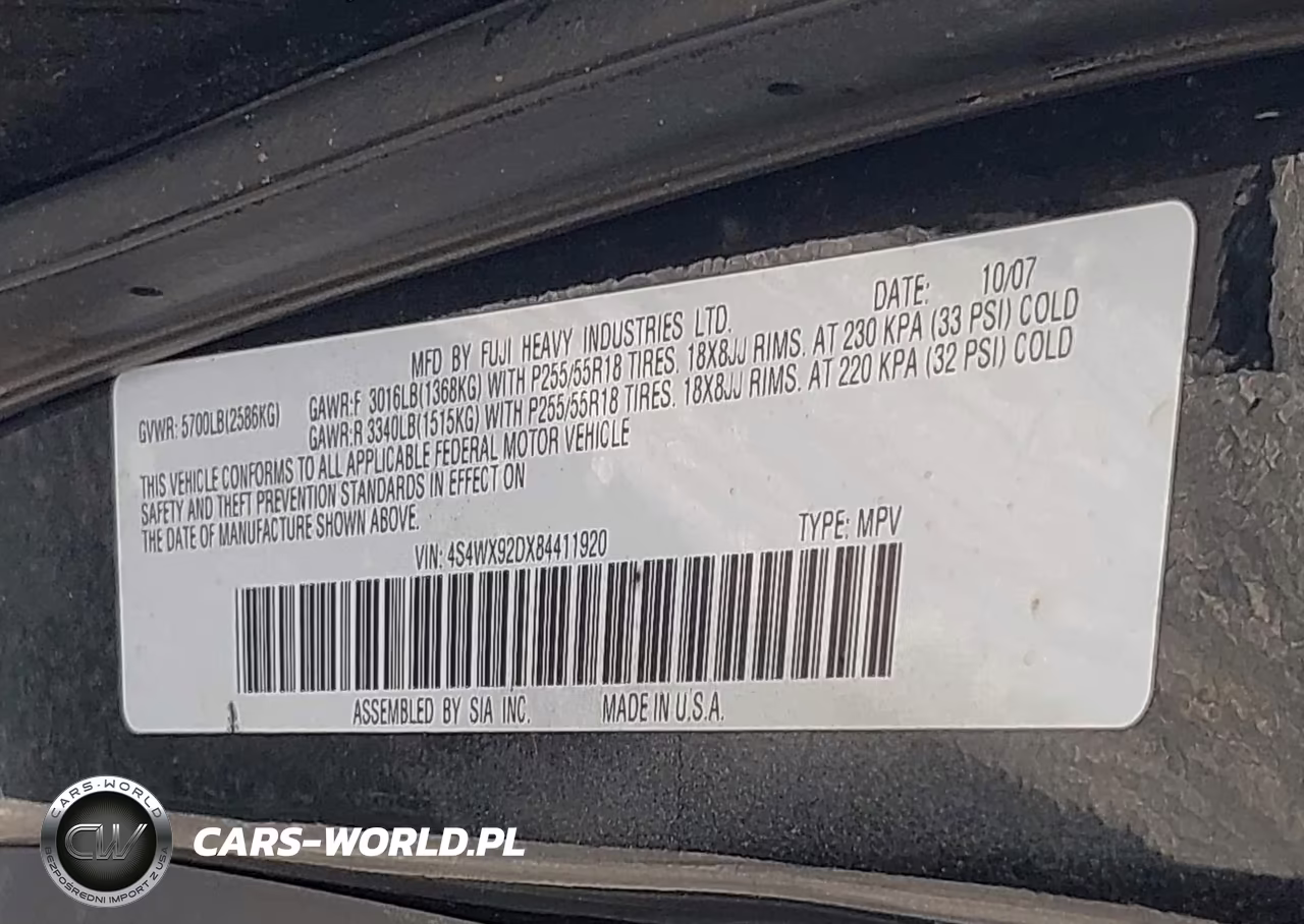 2008 Subaru Tribeca Limited 5-Passenger VIN:4S4WX92DX84411920 - 9