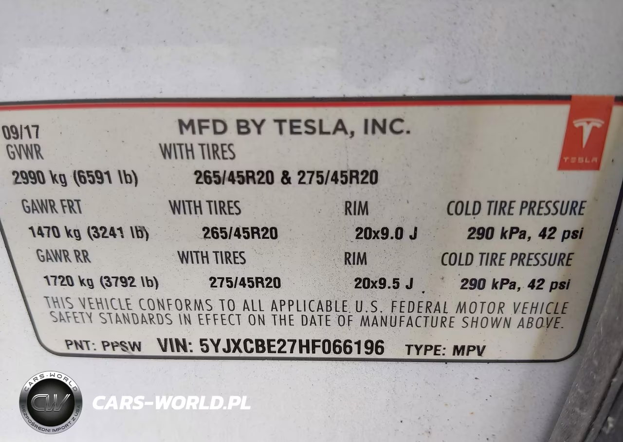 2017 Tesla Model X 100D-75D-90D VIN:5YJXCBE27HF066196 - 9