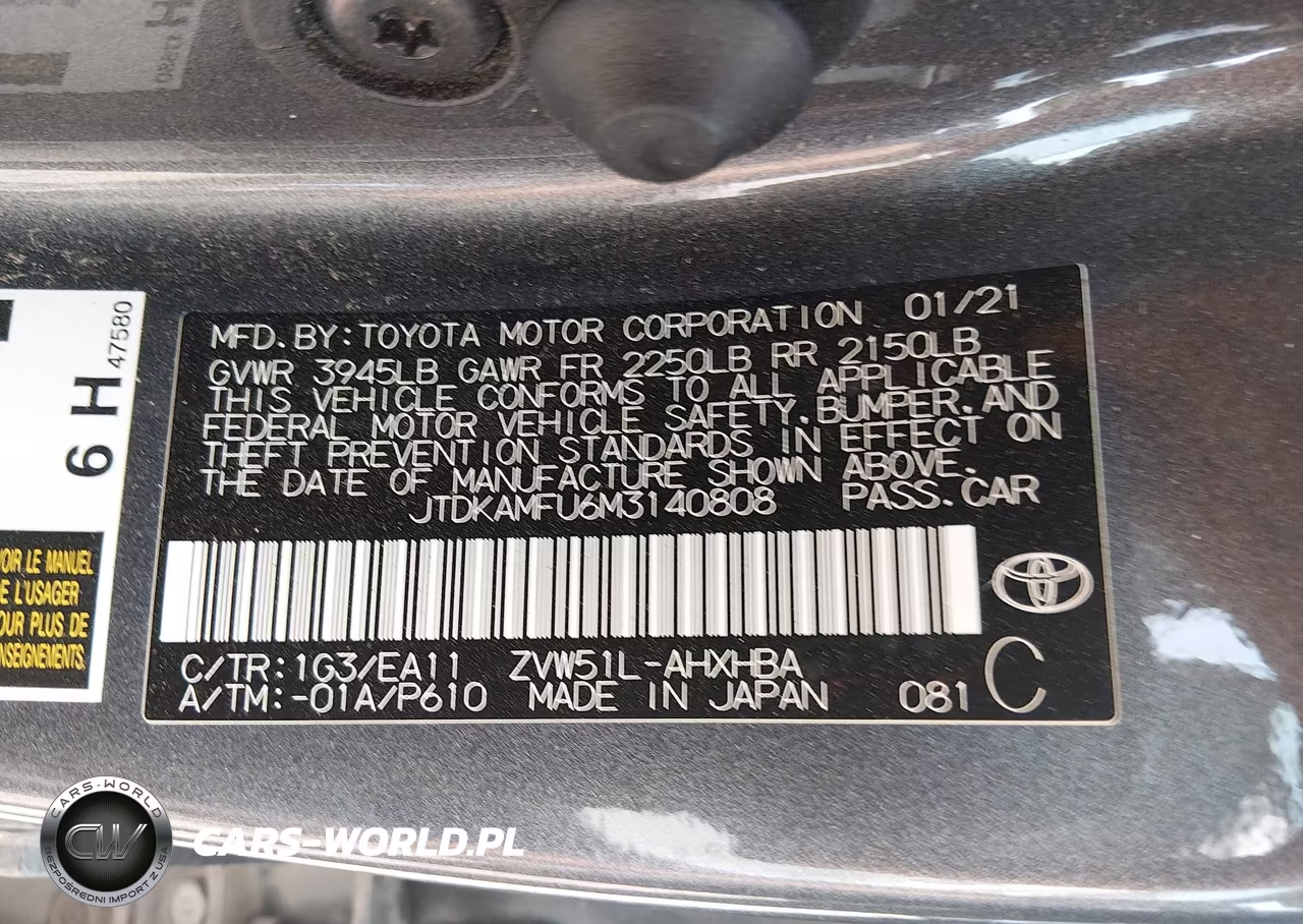 2021 Toyota Prius Limited VIN:JTDKAMFU6M3140808 - 9