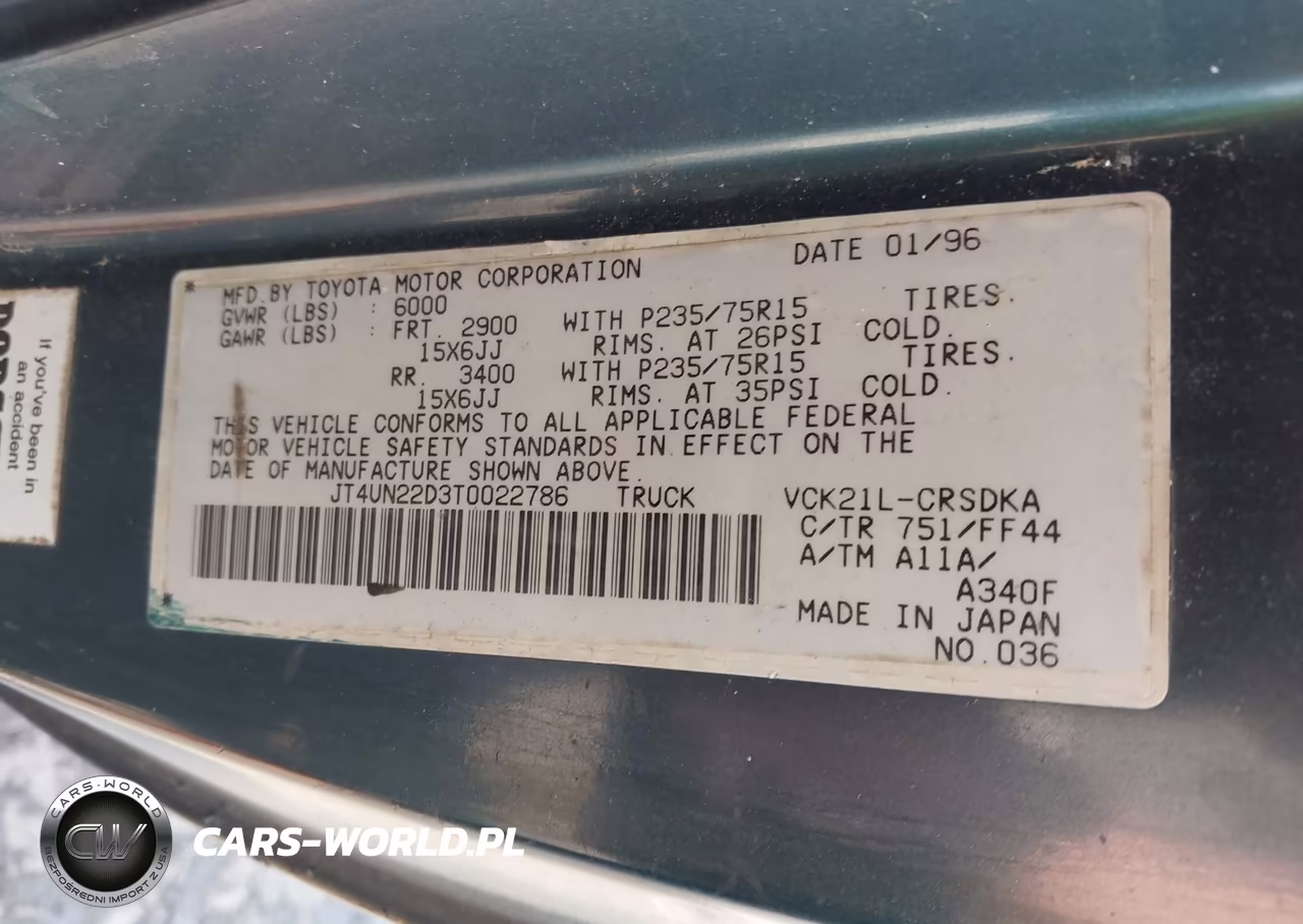 1996 Toyota T100 Xtracab VIN:JT4UN22D3T0022786 - 9